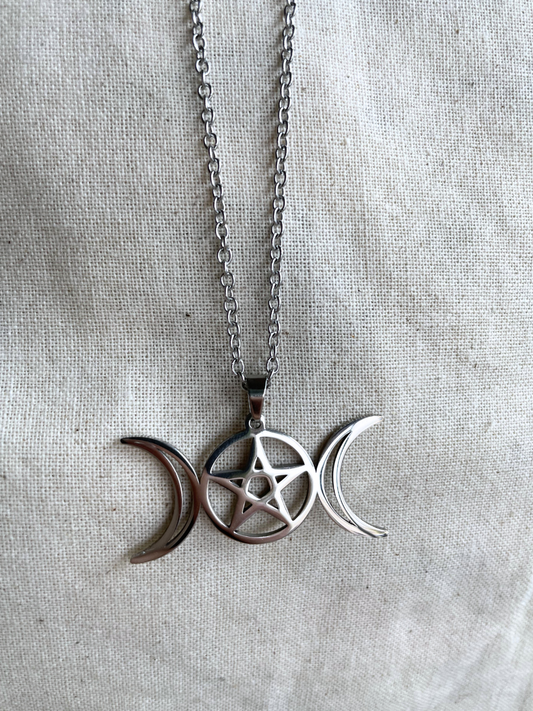 Triple Moon Goddess Necklace