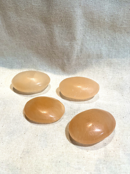 Peach Selenite Small Palm Stone