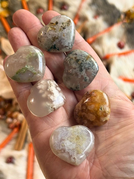 Flower Agate Heart Small