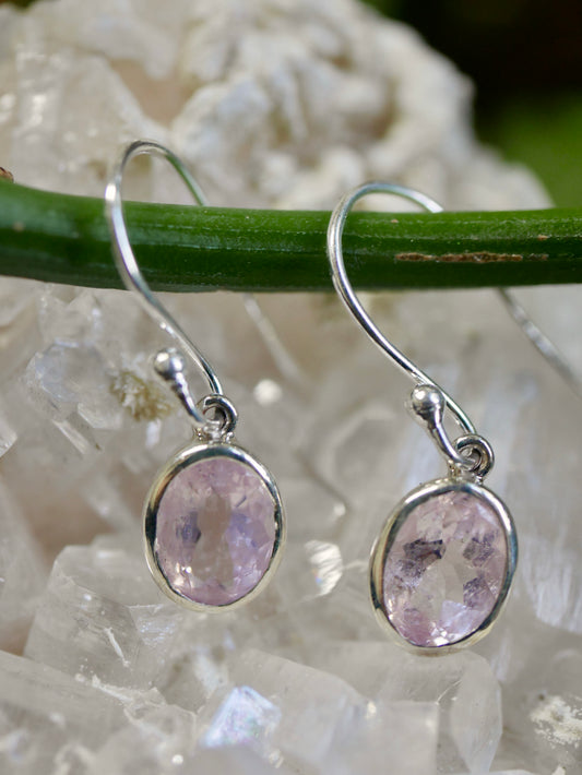 Faceted Morganite Sterling Silver Earrings