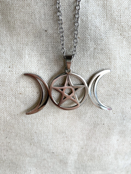 Triple Moon Goddess Necklace