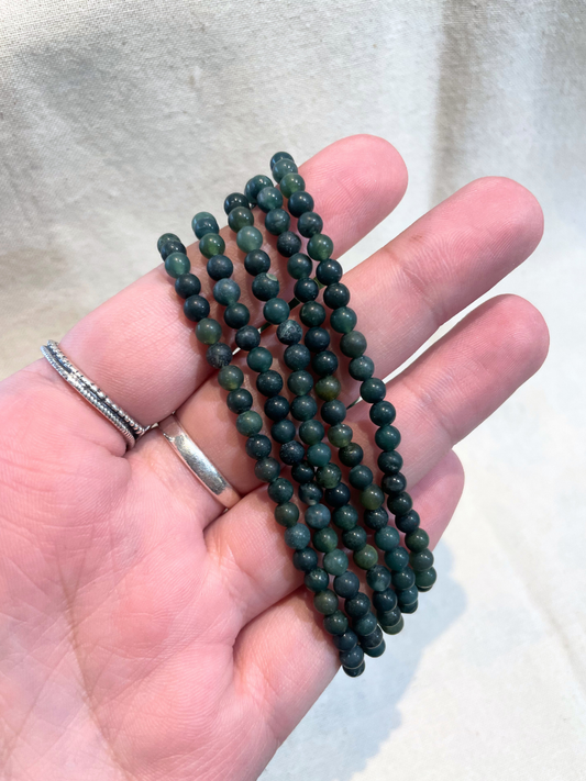 Matte Moss Agate Bracelet 4mm