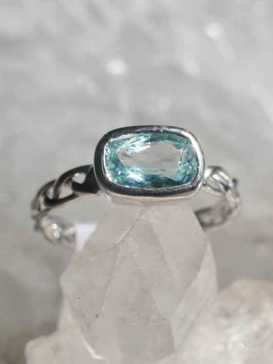 Sterling Silver Aquamarine Ring- Celtic Band