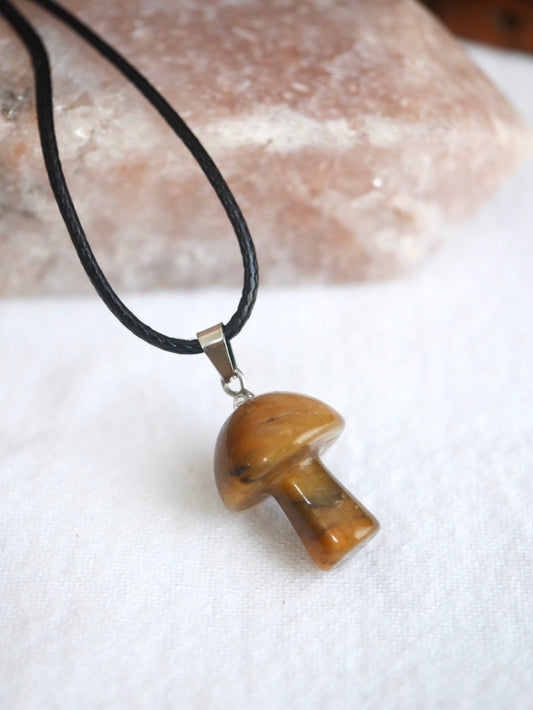 Tiger Eye Mushroom Necklace