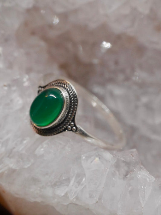 The Nomad Ring – Green Onyx (Size P½ / 8)