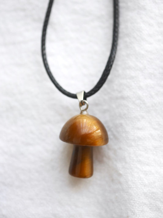 Tiger Eye Mushroom Necklace