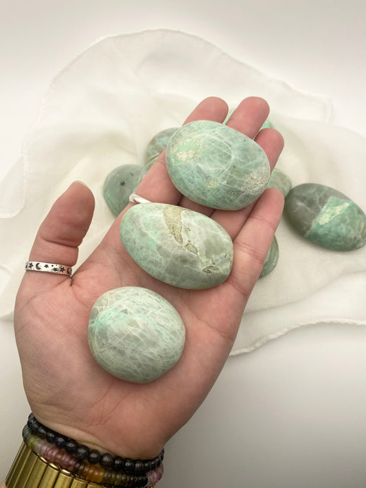 Green Moonstone Palm Stone