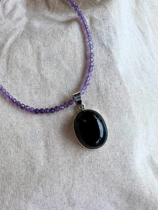 Dark Amethyst Sterling Silver Pendant