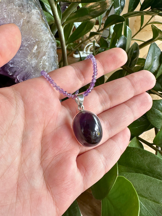 Dark Amethyst Sterling Silver Pendant