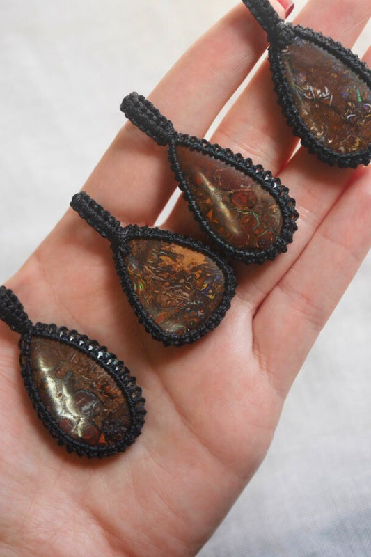 Australian Boulder Opal Macrame Pendant