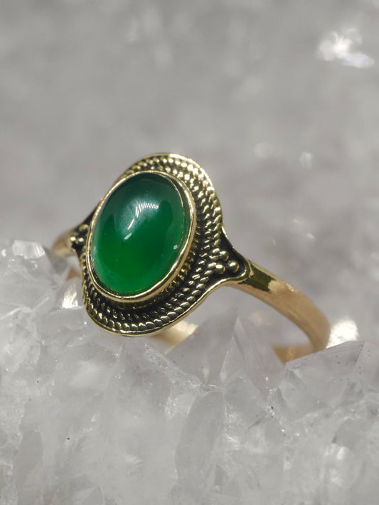 The Nomad Ring – Green Onyx (Size N / 7 )