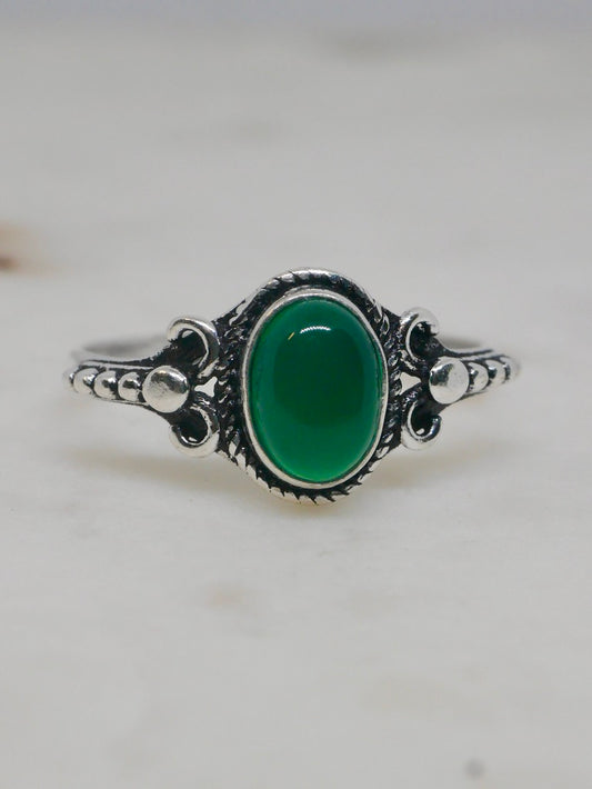 The Athena Ring – Green Onyx (Size M½ / 6.5)