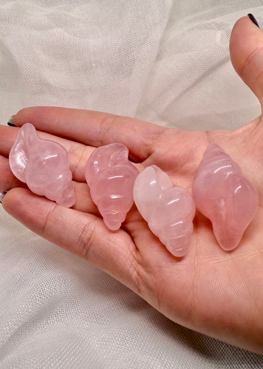 Rose Quartz Shell Carving