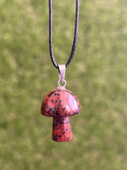 Mahogany Obsidian Mushroom Necklace