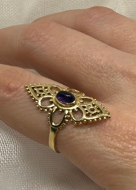 Sacred Bloom Ring – Amethyst