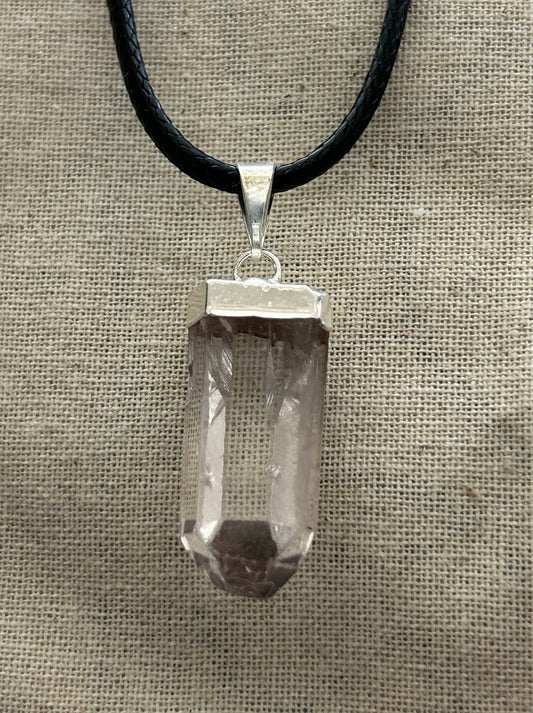 Clear Quartz Point Necklace - Silver