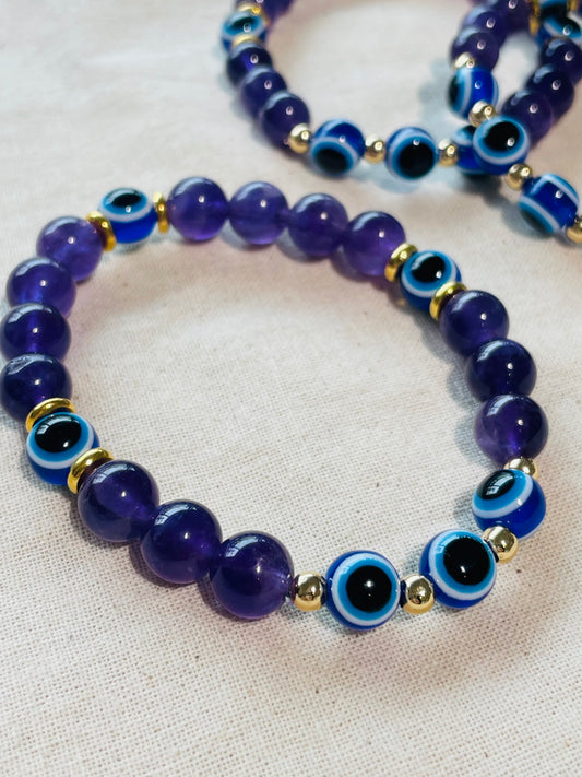 Amethyst Evil Eye Bracelet