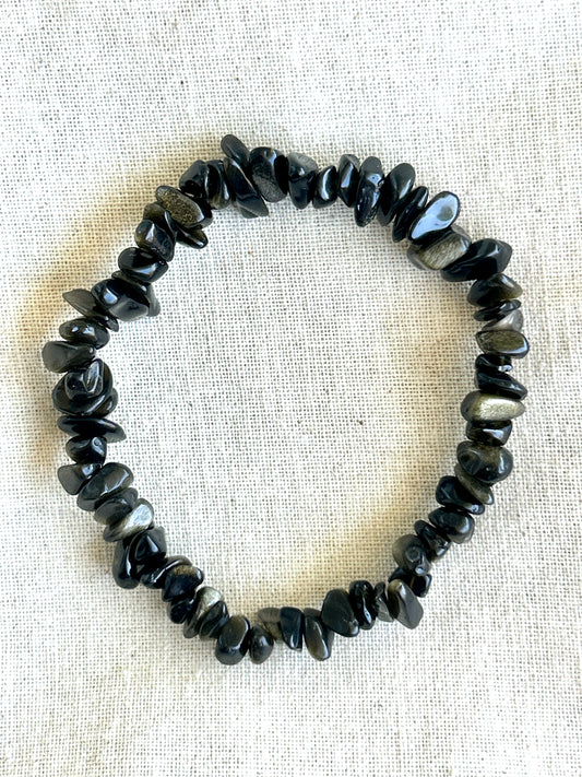 Gold Sheen Obsidian Chip Bracelet