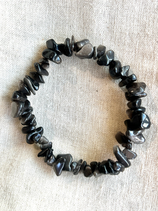 Silver Sheen Obsidian Chip Bracelet
