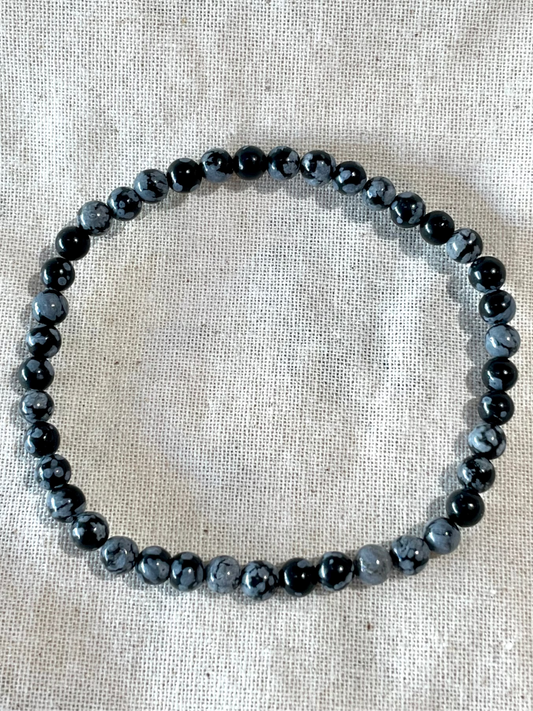 Snowflake Obsidian Bracelet 5mm