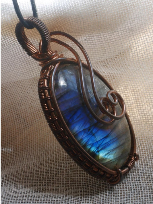 Labradorite Copper Wire Wrapped Pendant