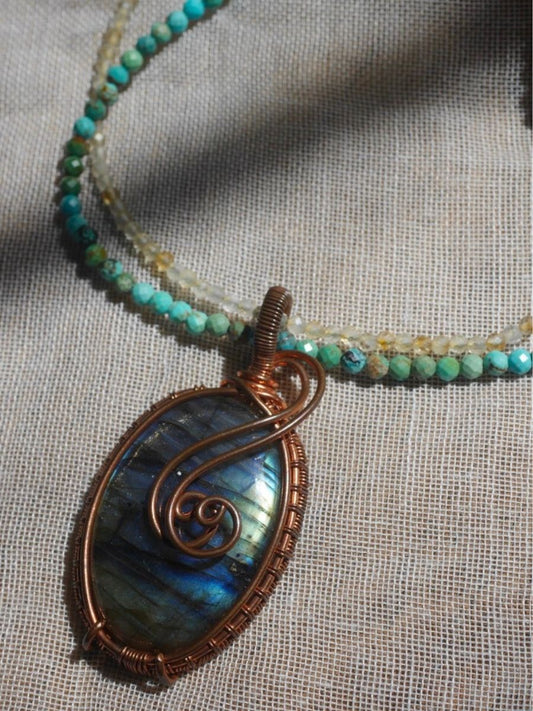 Labradorite Copper Wire Wrapped Pendant