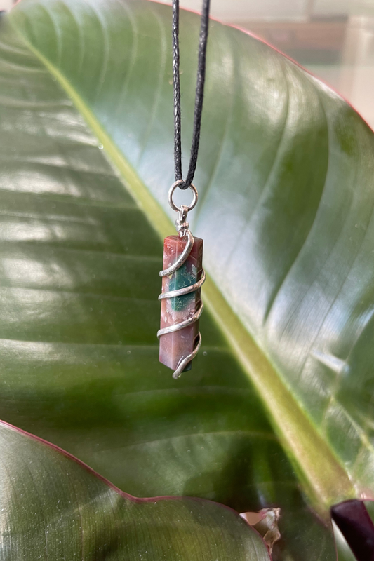 Ocean Jasper Spiral Wrap Pendant