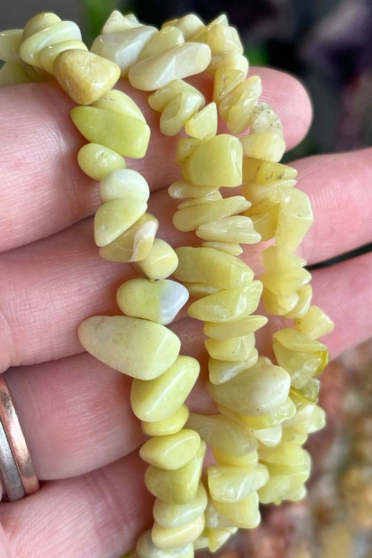 Olive Jade Chip Bracelet