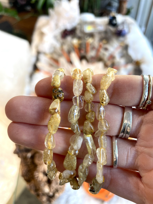 Golden Rutile Quartz Pebble Bracelet