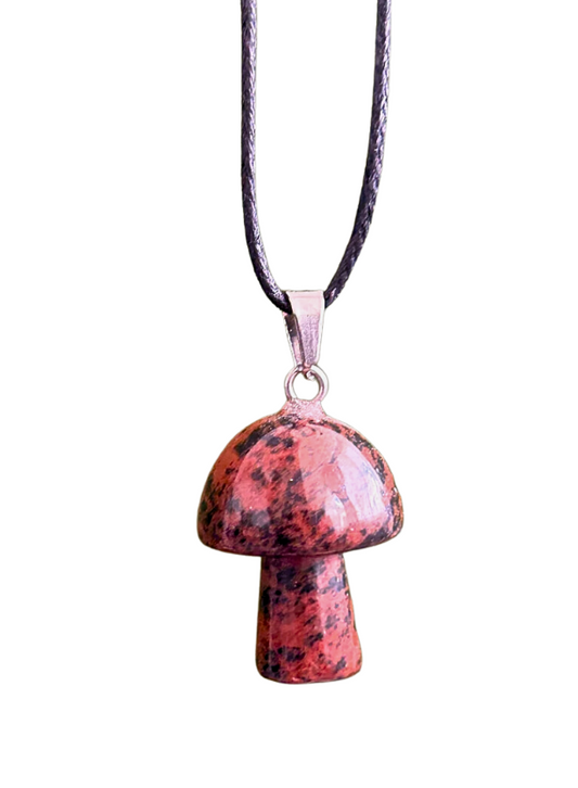 Mahogany Obsidian Mushroom Necklace