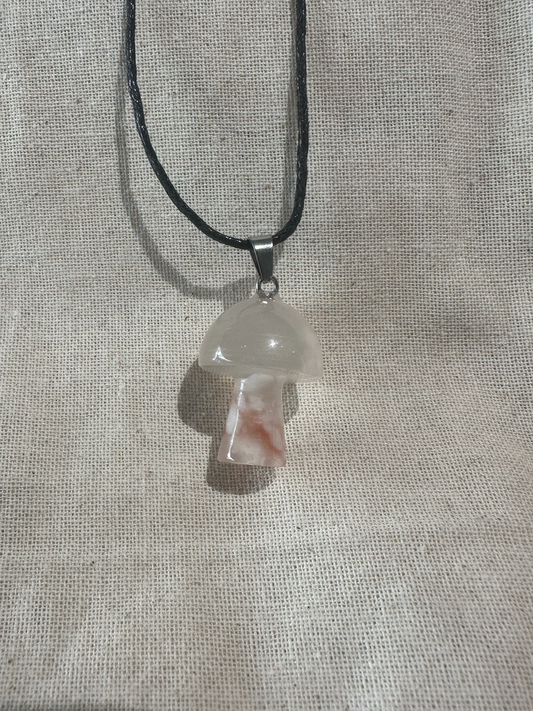 Flower Agate Mushroom Necklace