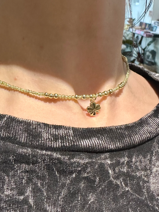 Peridot Clover Necklace Gold Plated