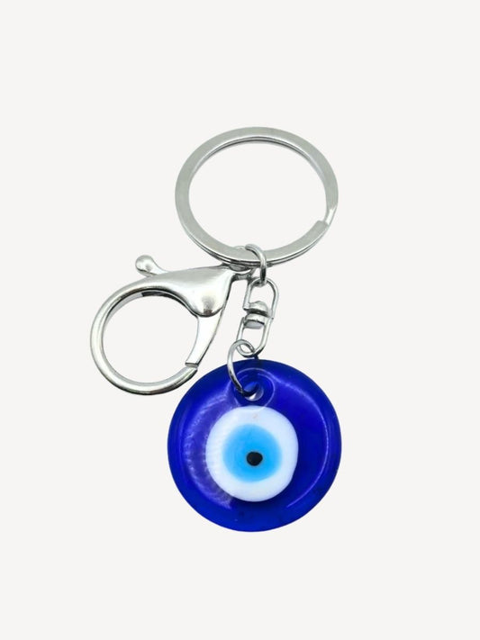 Silver Evil Eye Clip Keychain