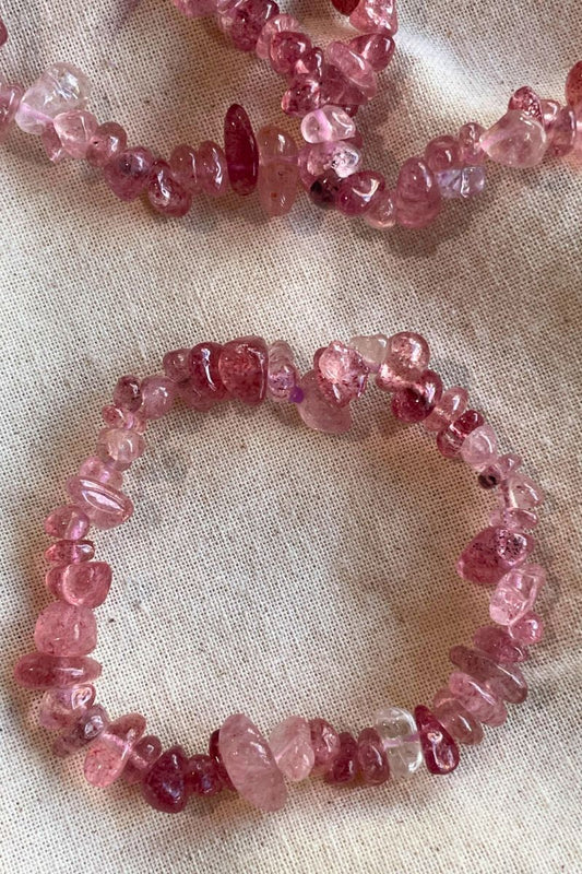 Strawberry Quartz Chip Bracelet
