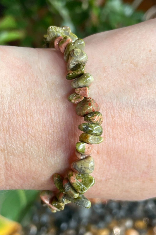 Unakite Chip Bracelet