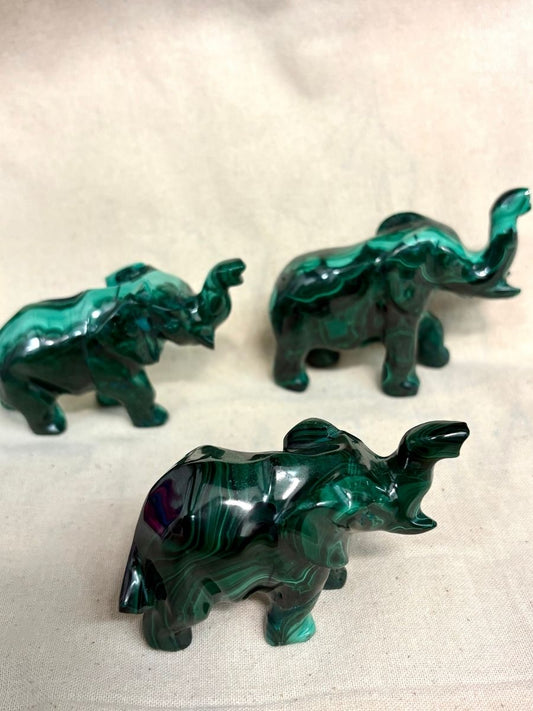 Malachite Elephant Carving