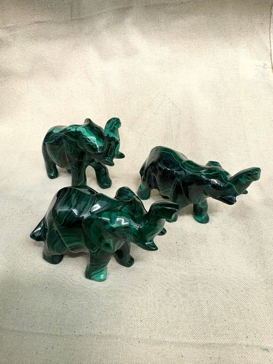 Malachite Elephant Carving