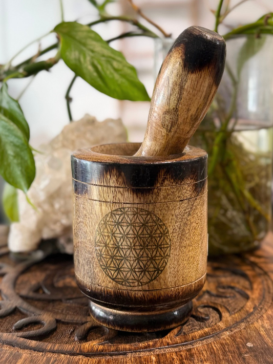 Mortar and Pestle - flower of life