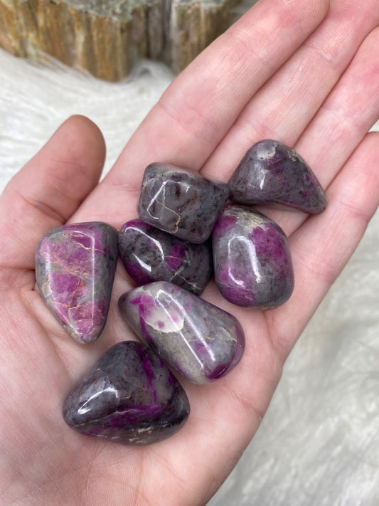 Pink Tourmaline In Quartz Tumbled Stone