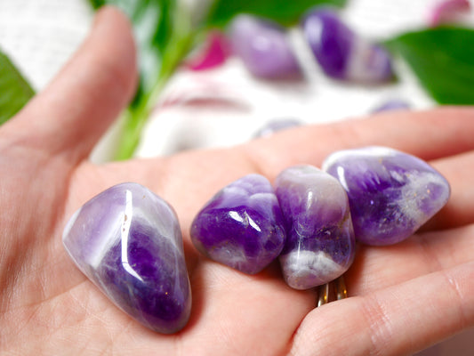 Chevron Amethyst Tumbled Stone
