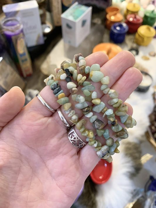 Flower Amazonite Chip Bracelet