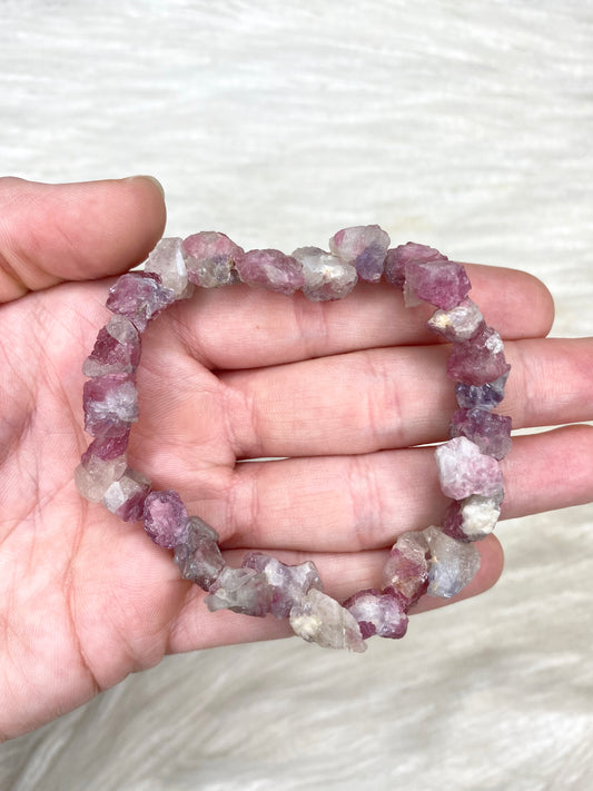 Pink Tourmaline Raw Chip Bracelet