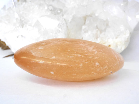 Peach Selenite Palm Stone