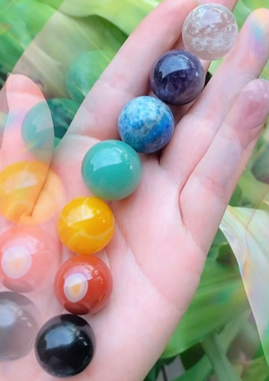 Chakra crystal sphere set