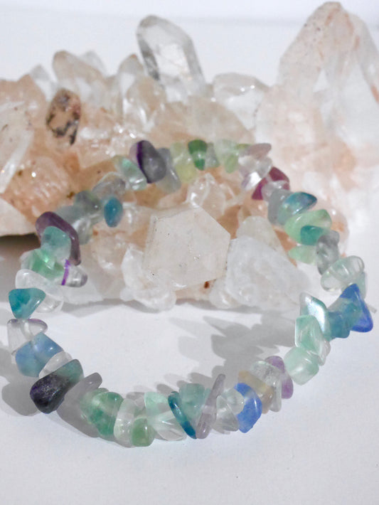 Fluorite Polished Chip Bracelet