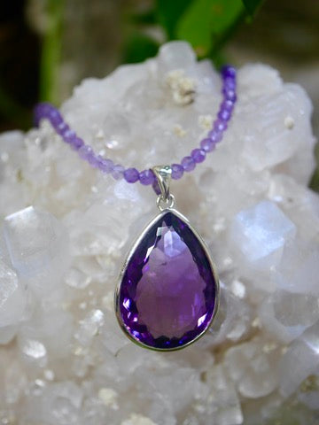 Amethyst Teardrop Sterling Silver Pendant
