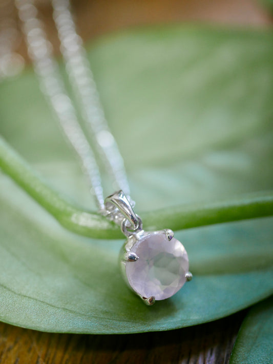 Rose Quartz Small Sterling Silver Pendant