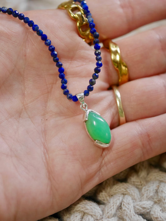 Chrysoprase Pendant in Sterling Silver
