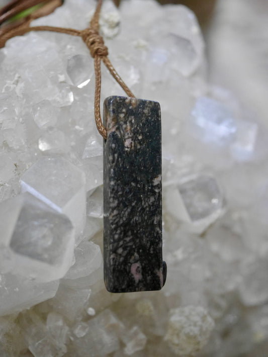 Rhodonite Crystal Cord Necklace