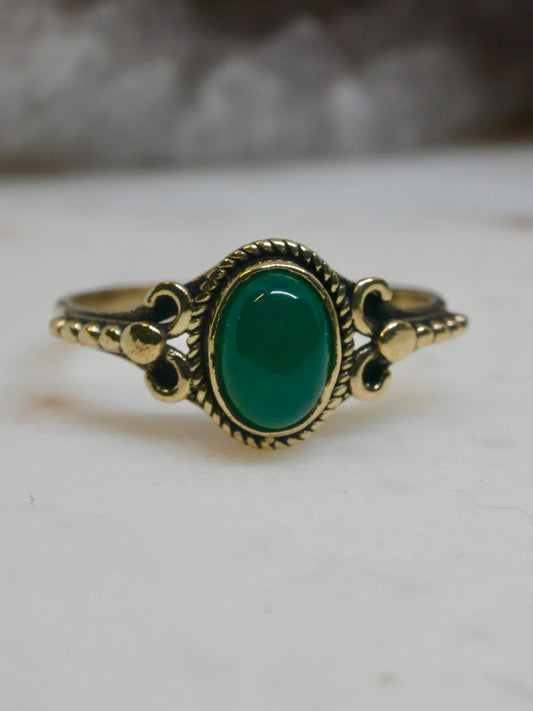 The Athena Ring – Green Onyx (Size N½ / 7.5)